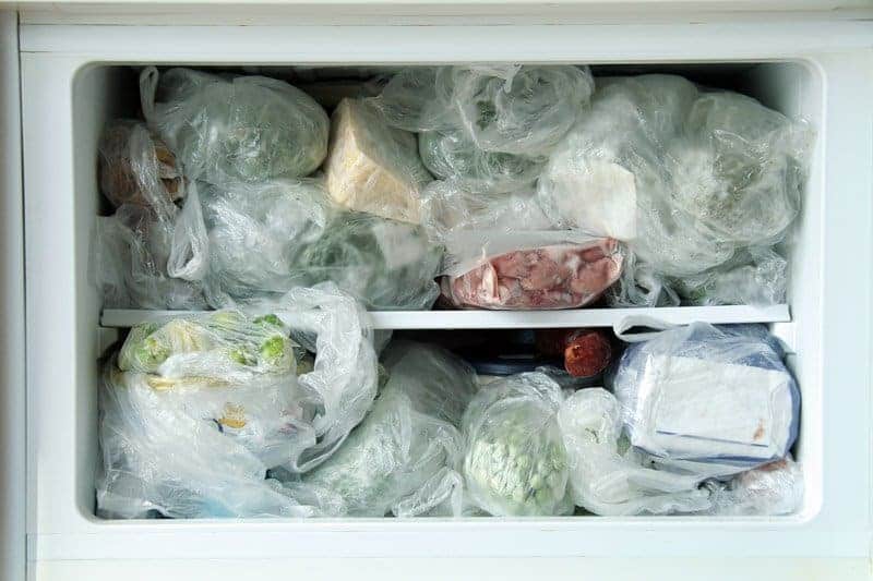 A freezer stuffed with food begging for some meal planning