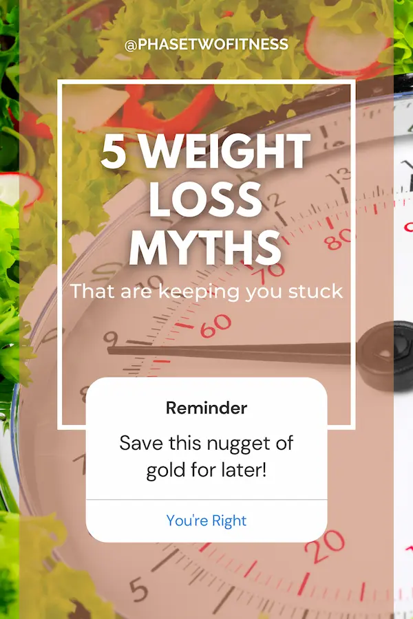 pin showing 5 weight loss myths